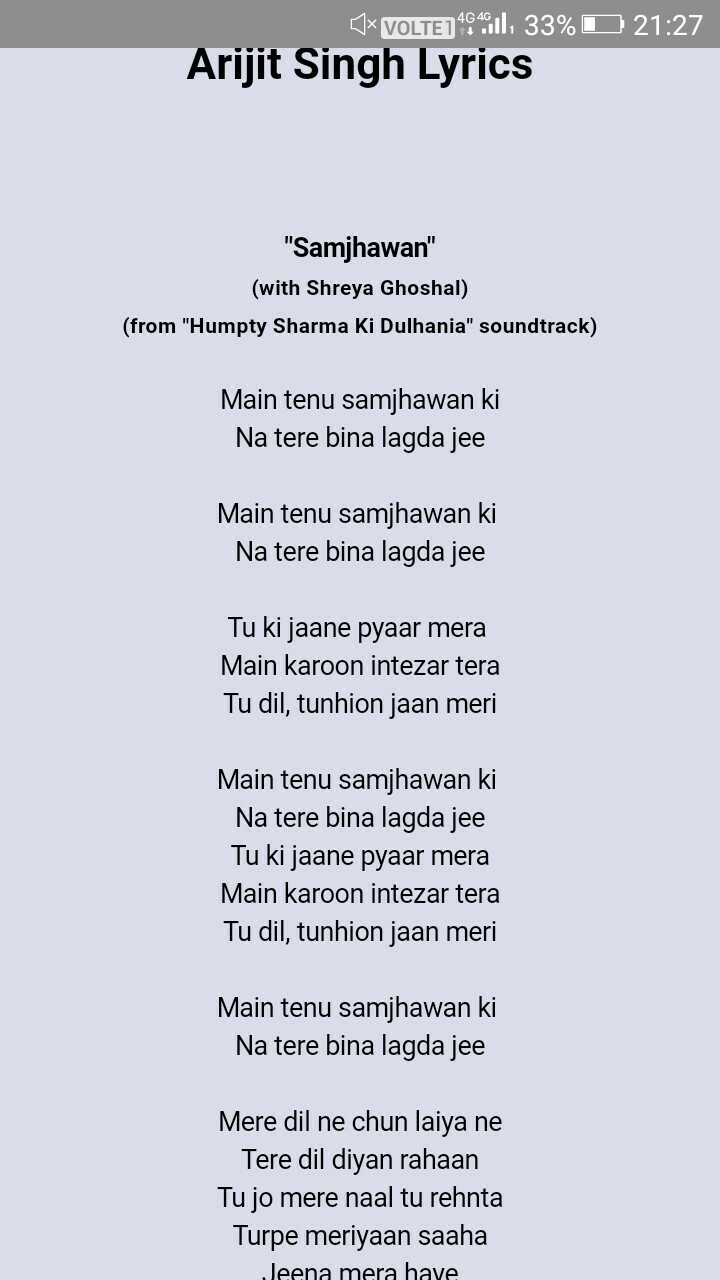 main tenu samjhawan ki lyrics download pdf